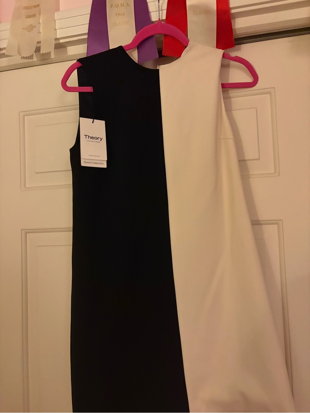 Theory Black and White Sleeveless Color-Block Dress